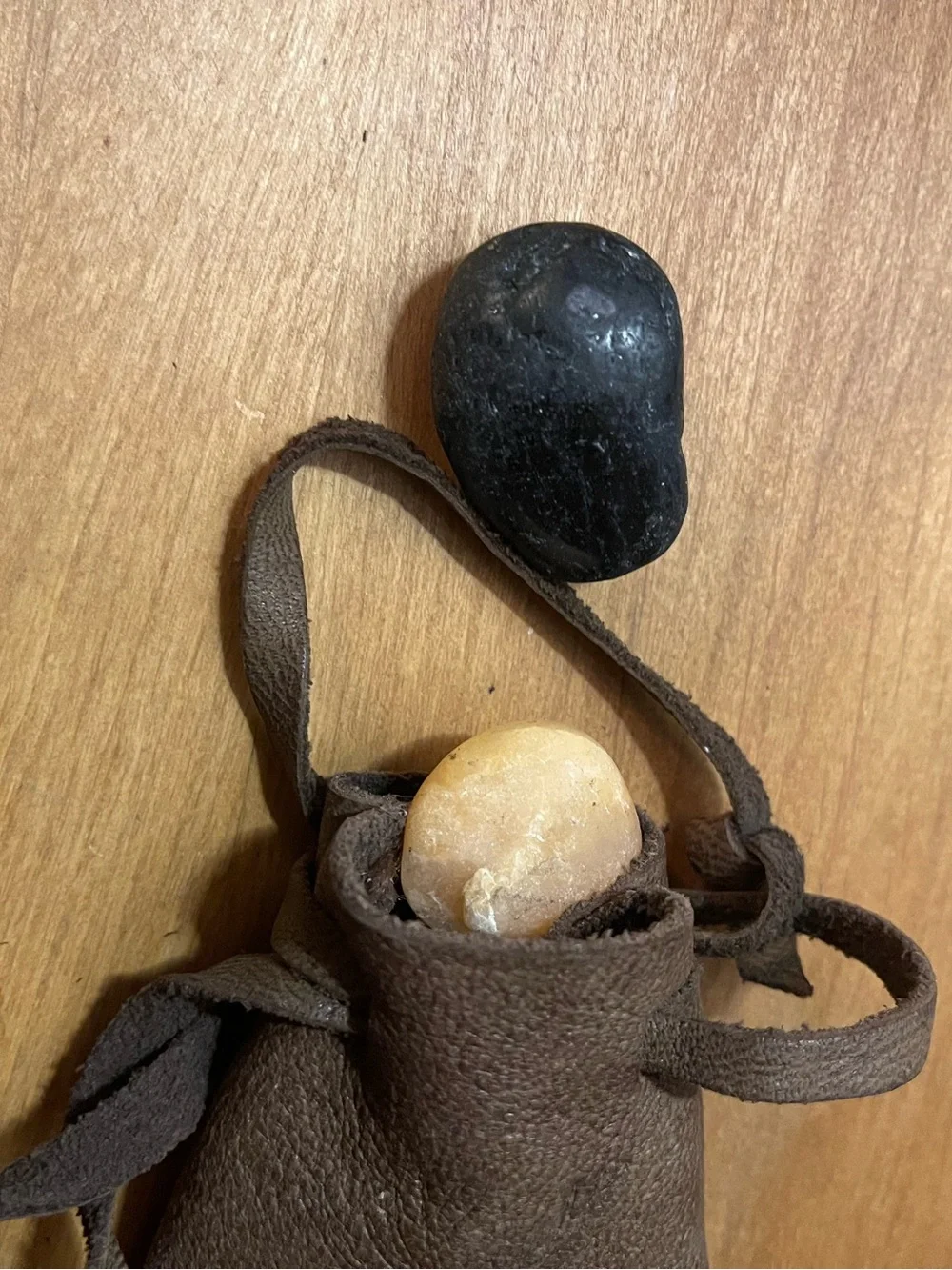 Native American medicine bBrown Leather Drawstring Pouch